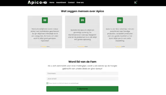 apico.nl testimonials & newsletter
